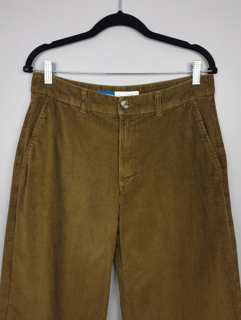 Old Navy High Rise Wide Leg Satin Moss Green Cotton Corduroy Pants size 8 - Picture 3 of 15